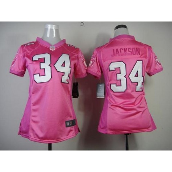 Women's Raiders #34 Bo Jackson Pink New Be Luv'd Stitched NFL Elite Jersey