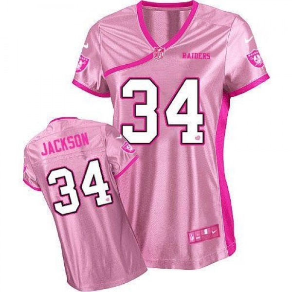 Women's Raiders #34 Bo Jackson Pink Be Luv'd Stitched NFL Elite Jersey