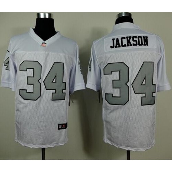 Nike Raiders #34 Bo Jackson White Silver No. Men's Stitched NFL Elite Jersey