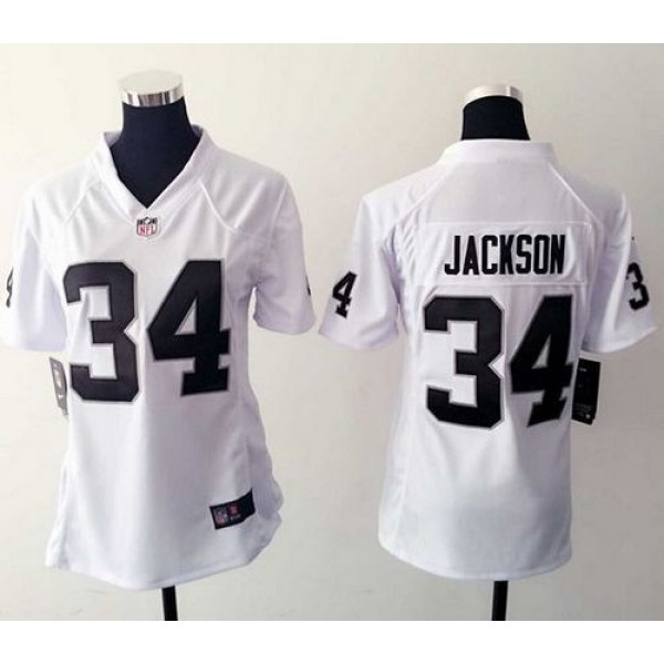 Women's Raiders #34 Bo Jackson White Stitched NFL Elite Jersey
