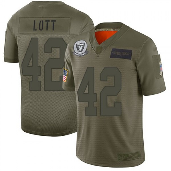 Nike Raiders #42 Ronnie Lott Camo Men's Stitched NFL Limited 2019 Salute To Service Jersey