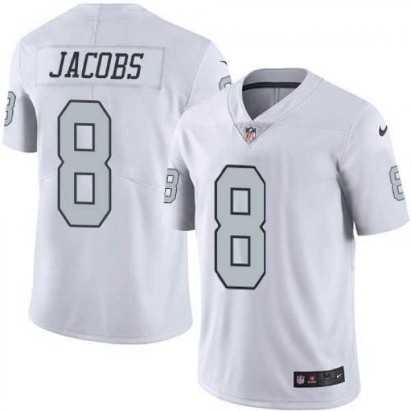 Nike Raiders #8 Josh Jacobs White Men's Stitched NFL Limited Rush Jersey