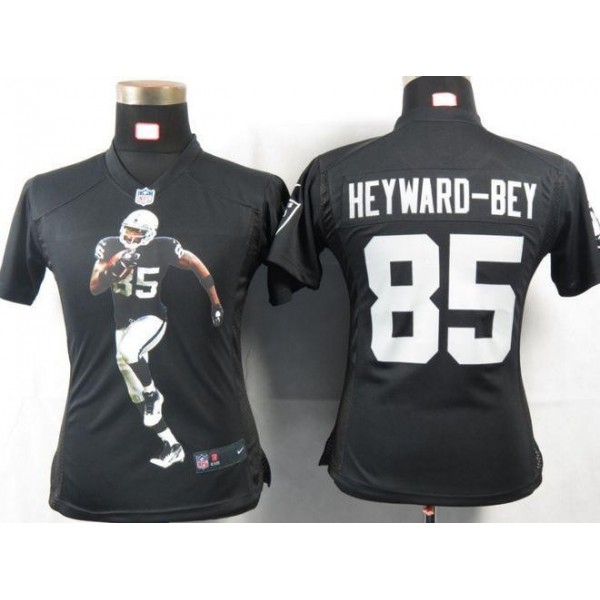 Women's Raiders #85 Darrius Heyward-Bey Black Team Color Portrait NFL Game Jersey