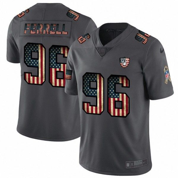 Nike Raiders #96 Clelin Ferrell 2018 Salute To Service Retro USA Flag Limited NFL Jersey