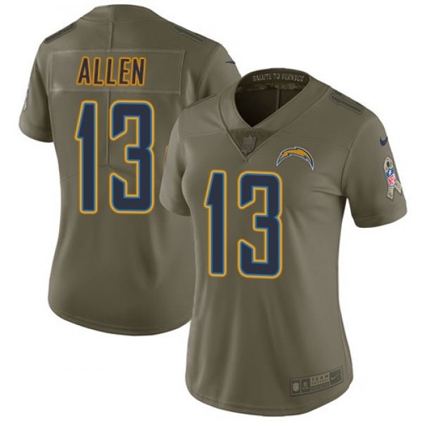 Women's Chargers #13 Keenan Allen Olive Stitched NFL Limited 2017 Salute to Service Jersey