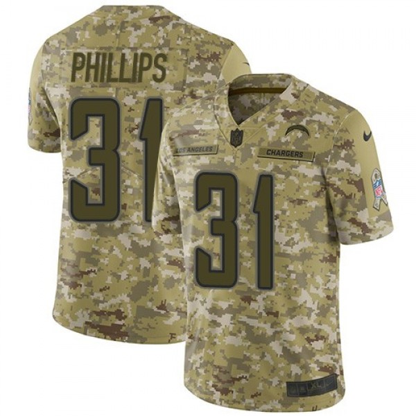 Nike Chargers #31 Adrian Phillips Camo Men's Stitched NFL Limited 2018 Salute To Service Jersey
