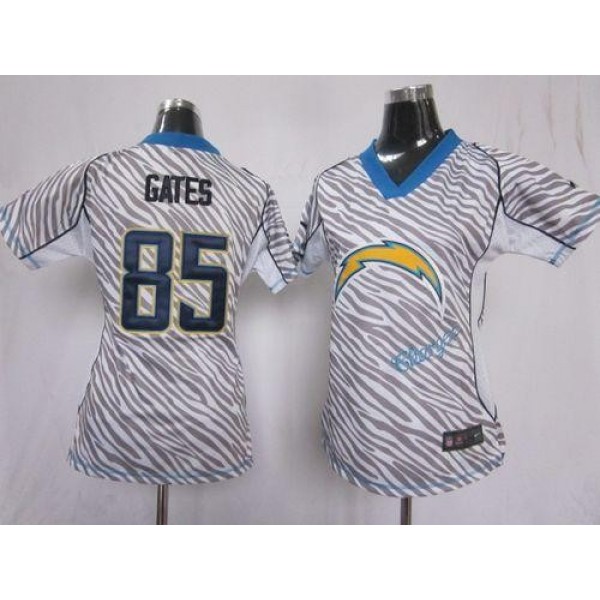 Women's Chargers #85 Antonio Gates Zebra Stitched NFL Elite Jersey