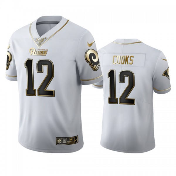 Los Angeles Rams #12 Brandin Cooks Men's Nike White Golden Edition Vapor Limited NFL 100 Jersey