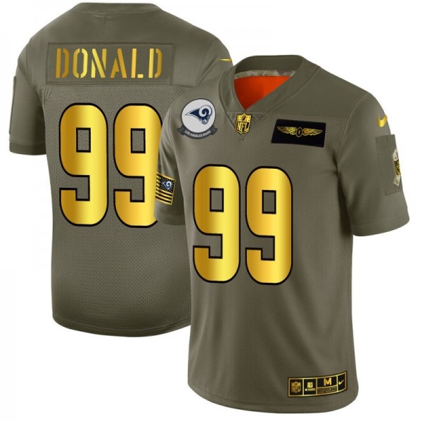 Los Angeles Rams #99 Aaron Donald NFL Men's Nike Olive Gold 2019 Salute to Service Limited Jersey