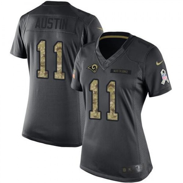 Women's Rams #11 Tavon Austin Black Stitched NFL Limited 2016 Salute to Service Jersey