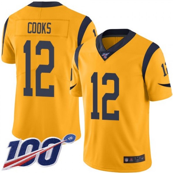 Nike Rams #12 Brandin Cooks Gold Men's Stitched NFL Limited Rush 100th Season Jersey