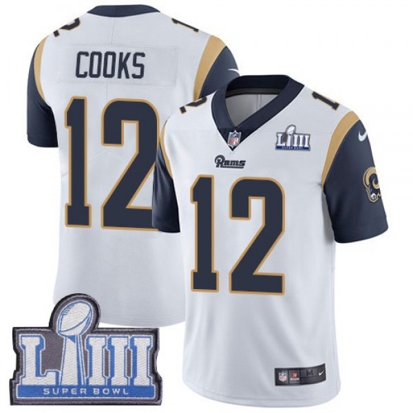 Nike Rams #12 Brandin Cooks White Super Bowl LIII Bound Men's Stitched NFL Vapor Untouchable Limited Jersey