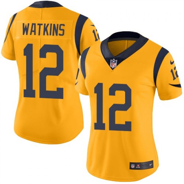 Women's Rams #12 Sammy Watkins Gold Stitched NFL Limited Rush Jersey