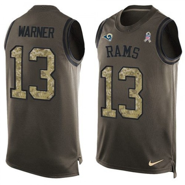 Nike Rams #13 Kurt Warner Green Men's Stitched NFL Limited Salute To Service Tank Top Jersey