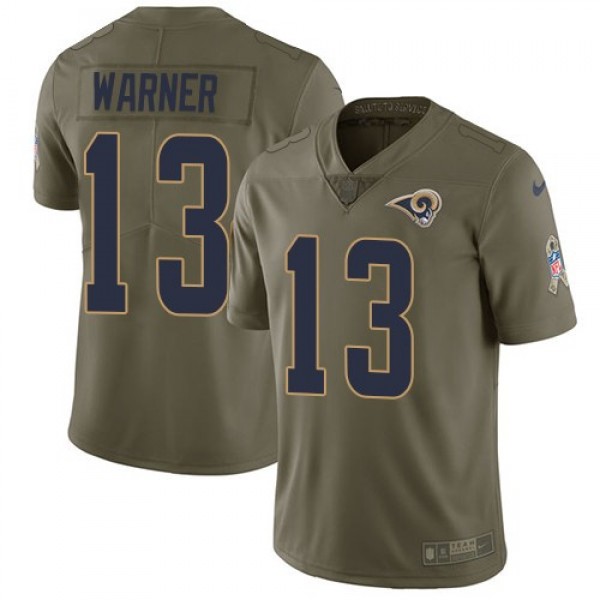 Nike Rams #13 Kurt Warner Olive Men's Stitched NFL Limited 2017 Salute to Service Jersey