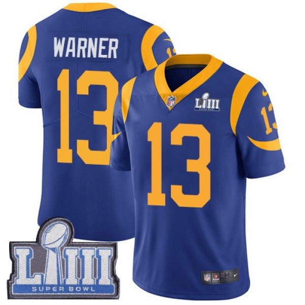 Nike Rams #13 Kurt Warner Royal Blue Alternate Super Bowl LIII Bound Men's Stitched NFL Vapor Untouchable Limited Jersey