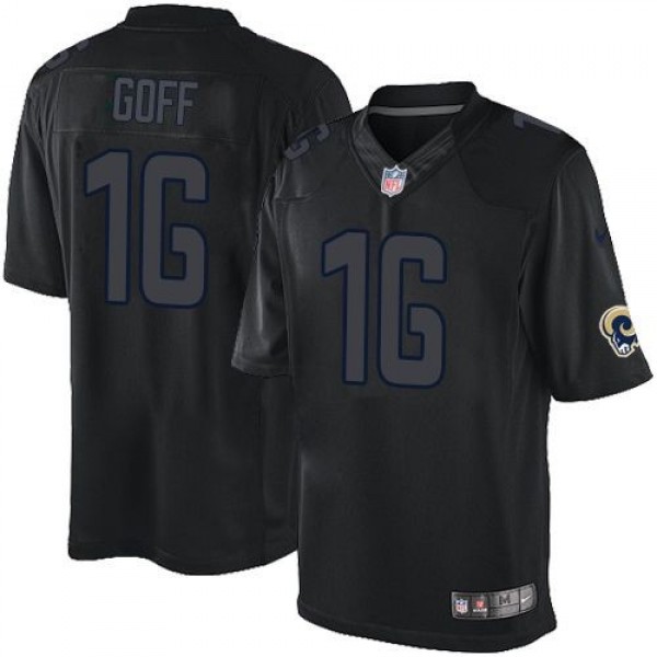 Nike Rams #16 Jared Goff Black Men's Stitched NFL Impact Limited Jersey
