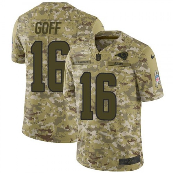 Nike Rams #16 Jared Goff Camo Men's Stitched NFL Limited 2018 Salute To Service Jersey