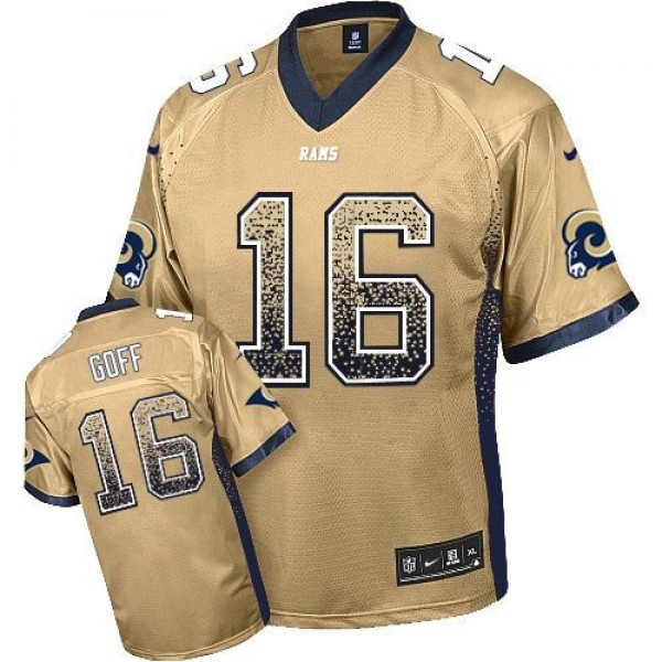 Nike Rams #16 Jared Goff Gold Men's Stitched NFL Elite Drift Fashion Jersey