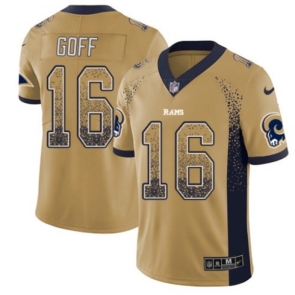 Nike Rams #16 Jared Goff Gold Men's Stitched NFL Limited Rush Drift Fashion Jersey