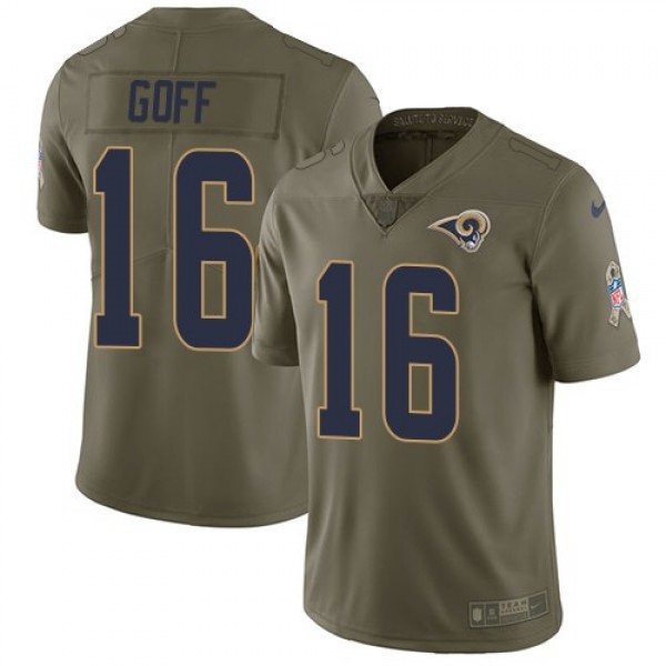 Nike Rams #16 Jared Goff Olive Men's Stitched NFL Limited 2017 Salute to Service Jersey