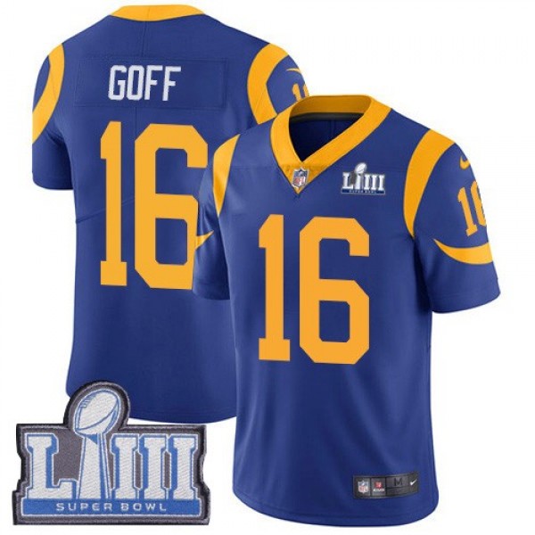 Nike Rams #16 Jared Goff Royal Blue Alternate Super Bowl LIII Bound Men's Stitched NFL Vapor Untouchable Limited Jersey