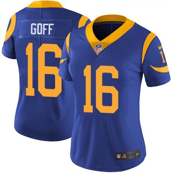 Women's Rams #16 Jared Goff Royal Blue Alternate Stitched NFL Vapor Untouchable Limited Jersey