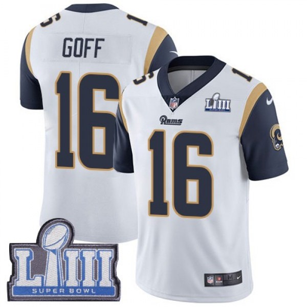 Nike Rams #16 Jared Goff White Super Bowl LIII Bound Men's Stitched NFL Vapor Untouchable Limited Jersey