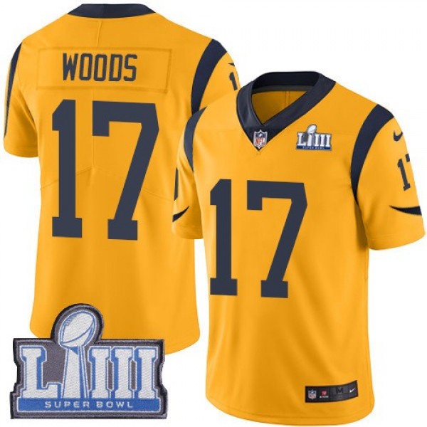 Nike Rams #17 Robert Woods Gold Super Bowl LIII Bound Men's Stitched NFL Limited Rush Jersey