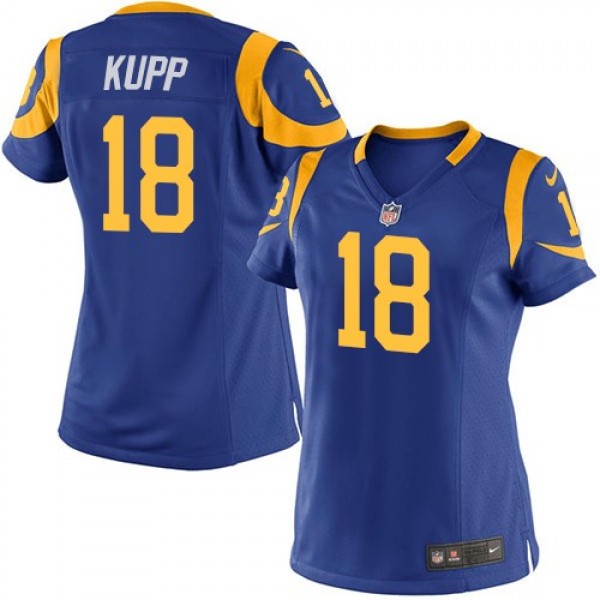 Women's Rams #18 Cooper Kupp Royal Blue Alternate Stitched NFL Elite Jersey