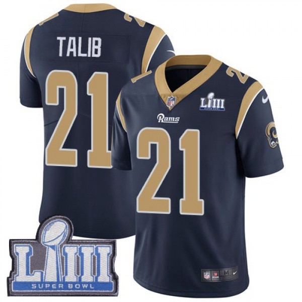 Nike Rams #21 Aqib Talib Navy Blue Team Color Super Bowl LIII Bound Men's Stitched NFL Vapor Untouchable Limited Jersey