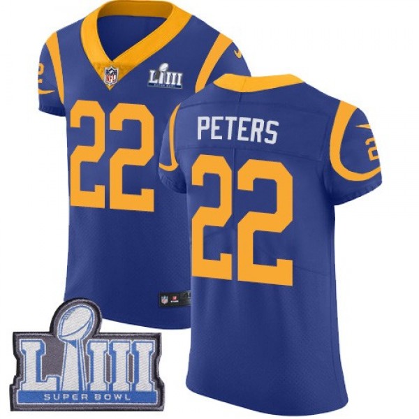 Nike Rams #22 Marcus Peters Royal Blue Alternate Super Bowl LIII Bound Men's Stitched NFL Vapor Untouchable Elite Jersey