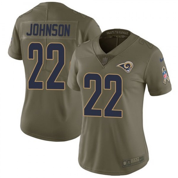 Women's Rams #22 Trumaine Johnson Olive Stitched NFL Limited 2017 Salute to Service Jersey