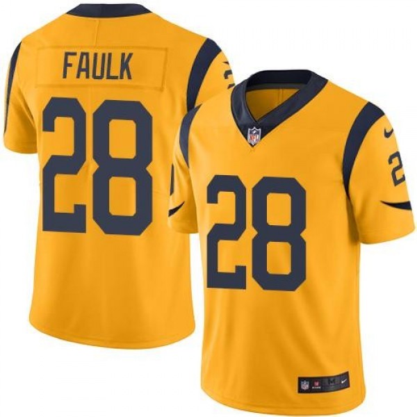 Nike Rams #28 Marshall Faulk Gold Men's Stitched NFL Limited Rush Jersey