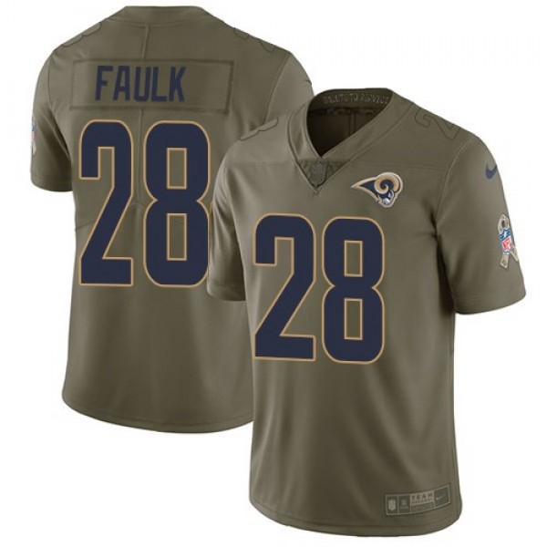 Nike Rams #28 Marshall Faulk Olive Men's Stitched NFL Limited 2017 Salute to Service Jersey