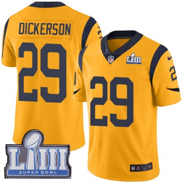 Nike Rams #29 Eric Dickerson Gold Super Bowl LIII Bound Men's Stitched NFL Limited Rush Jersey