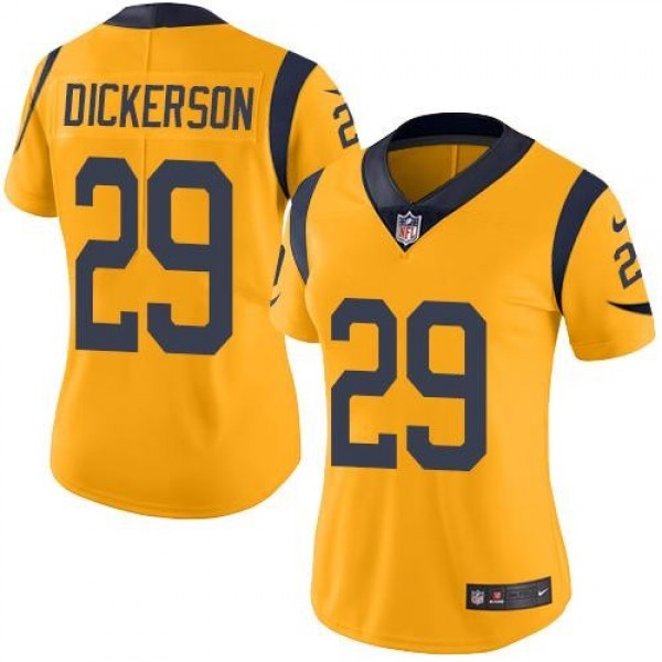 Women's Rams #29 Eric Dickerson Gold Stitched NFL Limited Rush Jersey