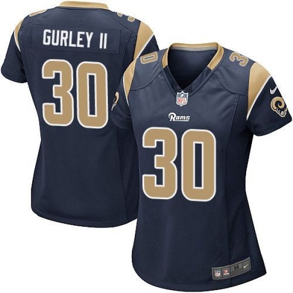 Women's Rams #30 Todd Gurley II Navy Blue Team Color Stitched NFL Elite Jersey