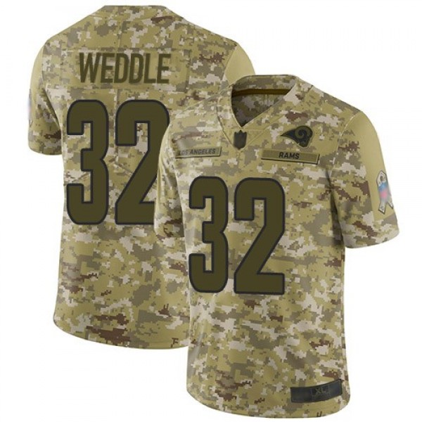 Nike Rams #32 Eric Weddle Camo Men's Stitched NFL Limited 2018 Salute To Service Jersey