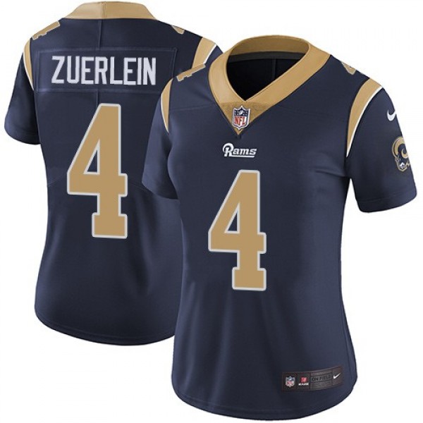 Women's Rams #4 Greg Zuerlein Navy Blue Team Color Stitched NFL Vapor Untouchable Limited Jersey