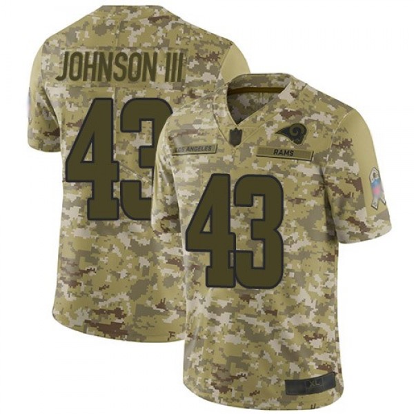 Nike Rams #43 John Johnson III Camo Men's Stitched NFL Limited 2018 Salute To Service Jersey