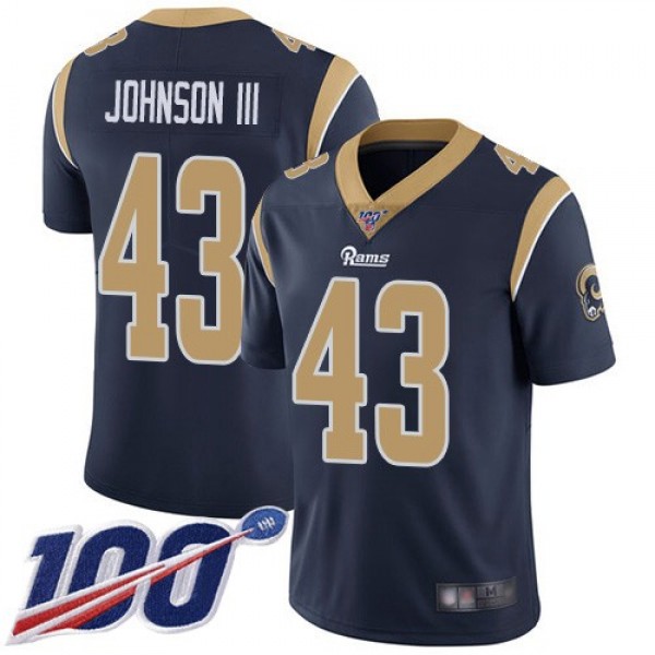Nike Rams #43 John Johnson III Navy Blue Team Color Men's Stitched NFL 100th Season Vapor Limited Jersey