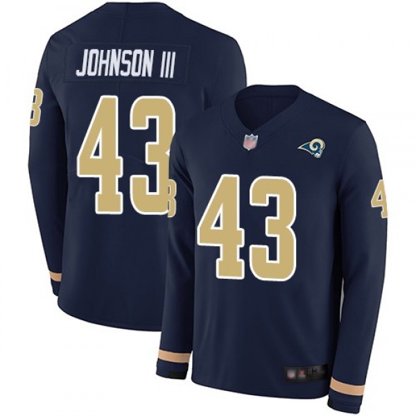 Nike Rams #43 John Johnson III Navy Blue Team Color Men's Stitched NFL Limited Therma Long Sleeve Jersey
