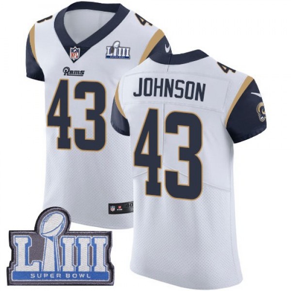 Nike Rams #43 John Johnson White Super Bowl LIII Bound Men's Stitched NFL Vapor Untouchable Elite Jersey