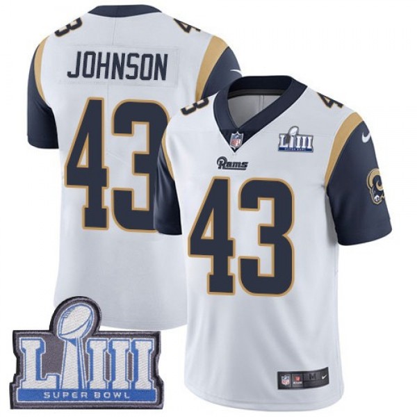 Nike Rams #43 John Johnson White Super Bowl LIII Bound Men's Stitched NFL Vapor Untouchable Limited Jersey