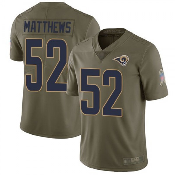 Nike Rams #52 Clay Matthews Olive Men's Stitched NFL Limited 2017 Salute To Service Jersey