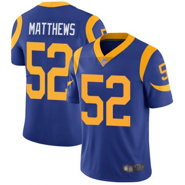 Nike Rams #52 Clay Matthews Royal Blue Alternate Men's Stitched NFL Vapor Untouchable Limited Jersey