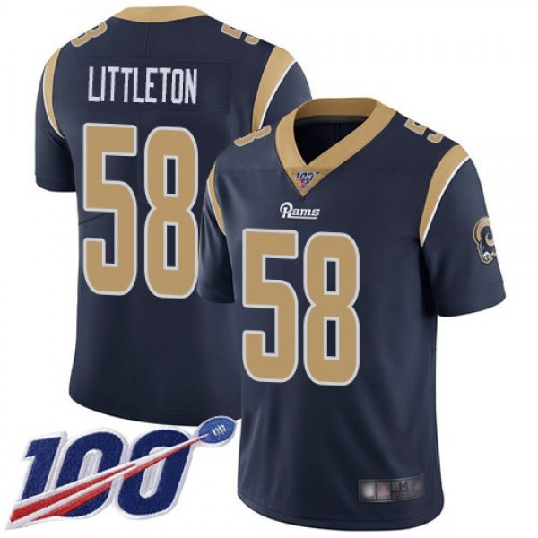 Nike Rams #58 Cory Littleton Navy Blue Team Color Men's Stitched NFL 100th Season Vapor Limited Jersey