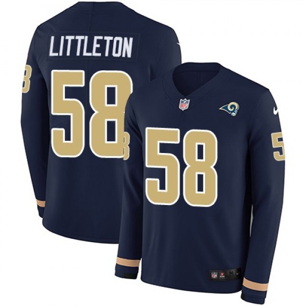 Nike Rams #58 Cory Littleton Navy Blue Team Color Men's Stitched NFL Limited Therma Long Sleeve Jersey