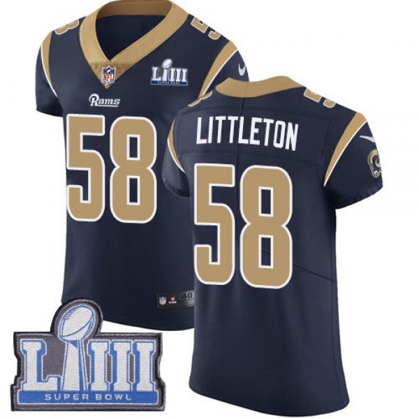 Nike Rams #58 Cory Littleton Navy Blue Team Color Super Bowl LIII Bound Men's Stitched NFL Vapor Untouchable Elite Jersey